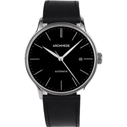 1950-1 Stainless Steel / Black / Black Leather