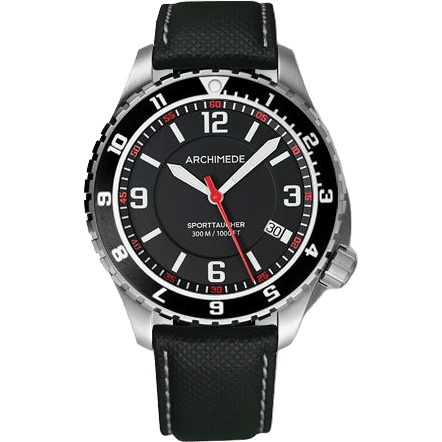 Archimede SportTaucher GMT Stainless Steel / Black / Leather UA8974-GS-A1.5