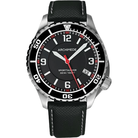 Archimede SportTaucher Stainless Steel / Black / Black Leather UA8974-TS-A1.5