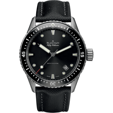 Blancpain Fifty Fathoms Bathyscaphe Titanium / Black / Black Canvas 5000-1230-B52A