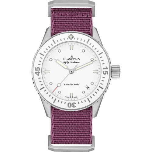 Fifty Fathoms Bathyscaphe Stainless Steel / White / Bordeaux Nato