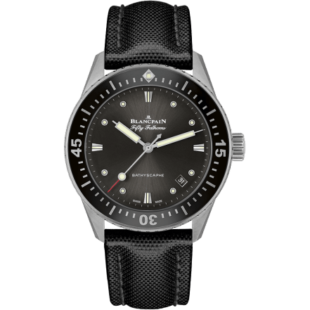 Blancpain Fifty Fathoms Bathyscaphe Stainless Steel / Grey / Black Canvas 5100B-1110-B52A