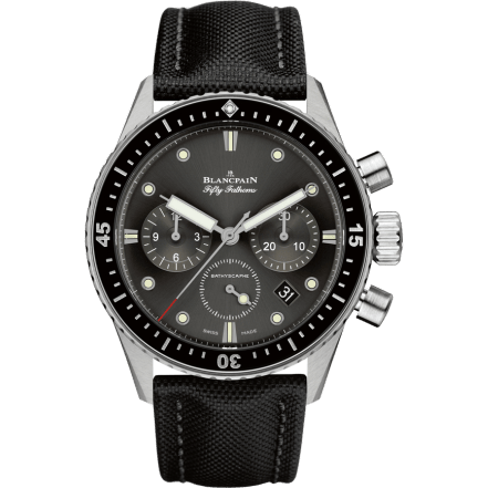 Blancpain Fifty Fathoms Bathyscaphe Flyback Chronograph Stainless Steel / Grey / Black Canvas 5200-1110-B52A