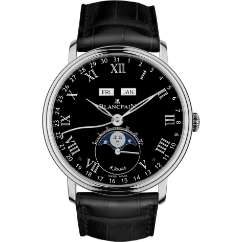 Blancpain Villeret Quantieme Complet 8 Jours White Gold / Black Enamel 6639-3437-55B