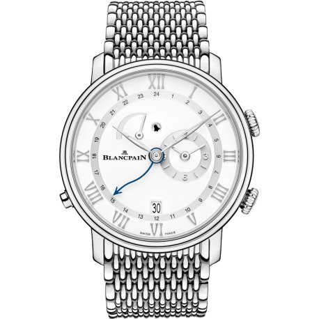 Blancpain Villeret Réveil GMT Stainless Steel / White / Bracelet 6640-1127-MMB
