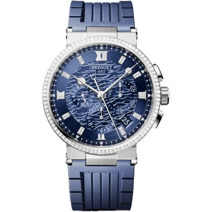Breguet Marine Chronograph 5529 White Gold - Diamond / Blue / Rubber 5529BB/YD/5WV/D0