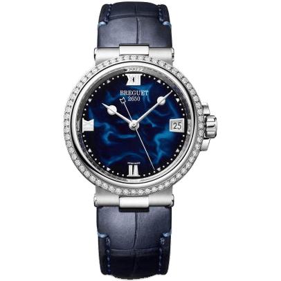 Marine Dame 9518 Stainless Steel - Diamond / Blue / Alligator