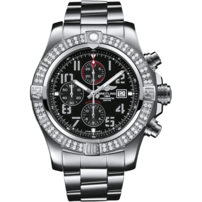 Breitling Super Avenger II Stainless Steel / Diamond / Volcano Black / Bracelet A1337153.BC28/168A