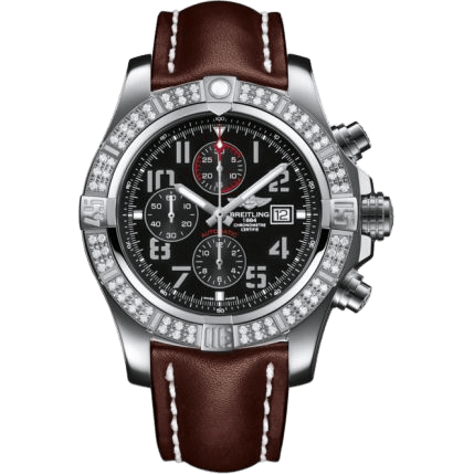 Breitling Super Avenger II Stainless Steel / Diamond / Volcano Black / Calf / Pin A1337153/BC28/443X/A20BA.1