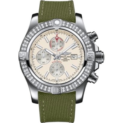Breitling Super Avenger II Stainless Steel / Diamond / Stratus Silver / Military / Pin A1337153/G779/105W/A20BA.1