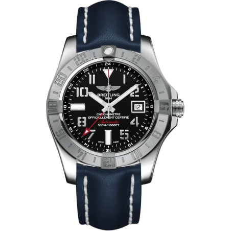 Breitling Avenger II GMT Stainless Steel / Volcano Black / Calf / Pin A3239011/BC34/105X/A20BA.1