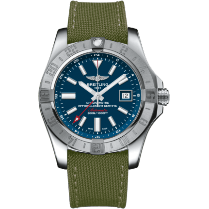 Breitling Avenger II GMT Stainless Steel / Mariner Blue / Military / Pin A3239011/C872/106W/A20BA.1