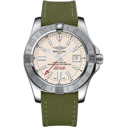 Breitling Avenger II GMT Stainless Steel / Stratus Silver / Military / Pin A3239011/G778/106W/A20BA.1