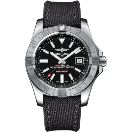Breitling Avenger II GMT Stainless Steel / Volcano Black / Military / Pin A32390111B1W1