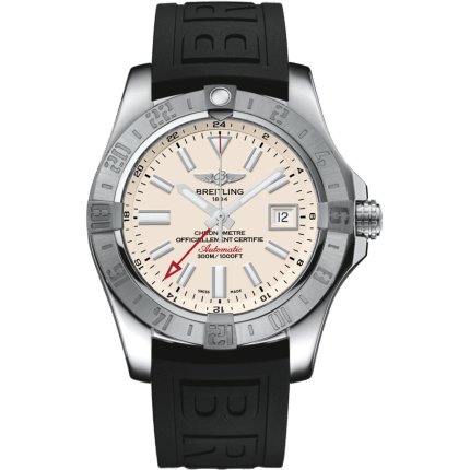 Breitling Avenger II GMT Stainless Steel / Stratus Silver / Rubber / Folding A32390111G1S1