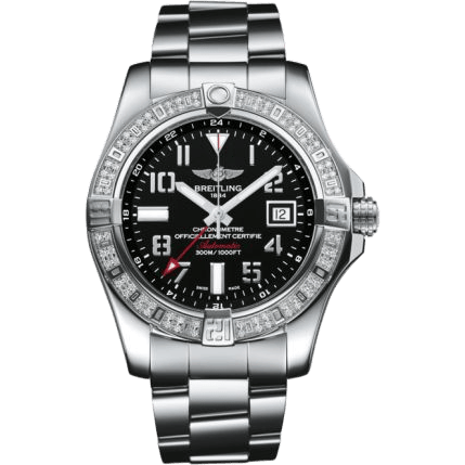 Breitling Avenger II GMT Stainless Steel / Diamond / Volcano Black / Bracelet A3239053.BC34.170A
