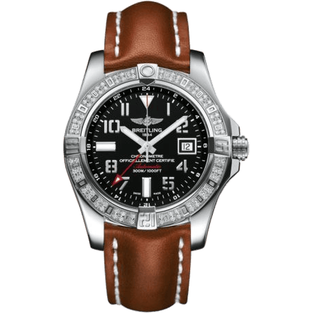 Breitling Avenger II GMT Stainless Steel / Diamond / Volcano Black / Calf A3239053.BC34.433X
