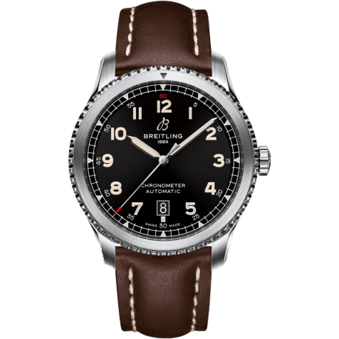 Aviator 8 Automatic 41 Stainless Steel / Black / Calf / Pin