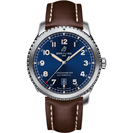 Aviator 8 Automatic 41 Stainless Steel / Blue / Calf / Pin