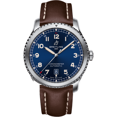 Aviator 8 Automatic 41 Stainless Steel / Blue / Calf / Folding