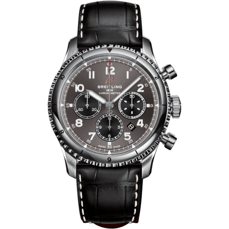 Aviator 8 B01 Chronograph 43 Stainless Steel / Anthracite / Croco / Folding