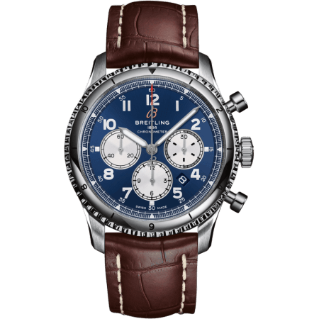Aviator 8 B01 Chronograph 43 Stainless Steel / Blue / Croco / Pin