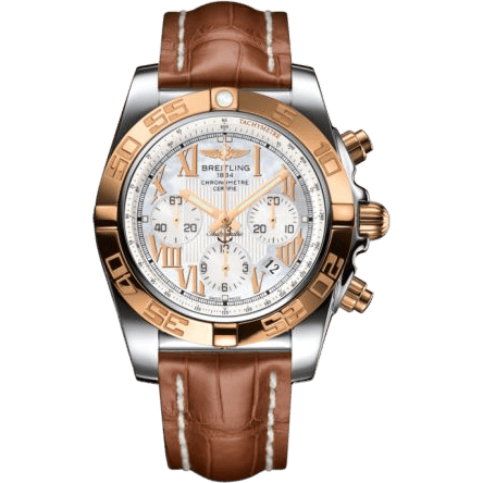 Breitling Chronomat 44 Stainless Steel / Rose Gold / Pearl Roman / Croco CB011012.A693.737P