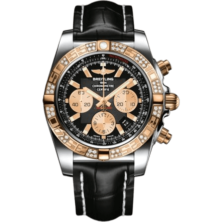 Breitling Chronomat 44 Stainless Steel / Rose Gold / Diamond / Onyx Black / Croco CB0110AA.B968.743P|