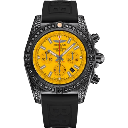 Chronomat 44 Blacksteel Diamondworks / Yellow / Rubber