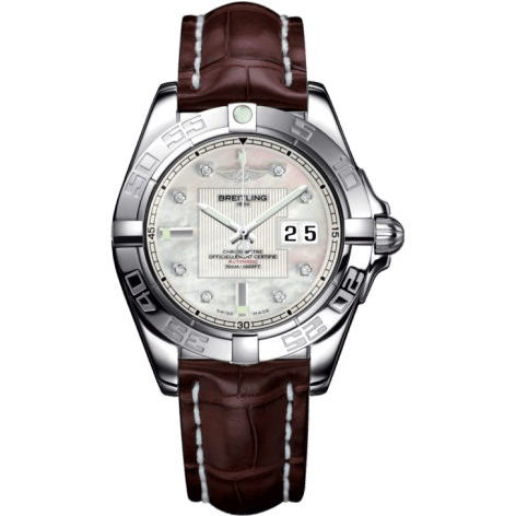 Breitling Galactic 41 Stainless Steel / Pearl Diamond / Croco A49350L2.A702.724P