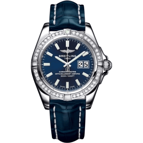 Breitling Galactic 41 Stainless Steel / Diamond / Horizon Blue / Croco A49350LA.C929.718P