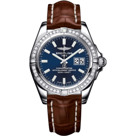 Breitling Galactic 41 Stainless Steel / Diamond / Horizon Blue / Croco A49350LA.C929.722P