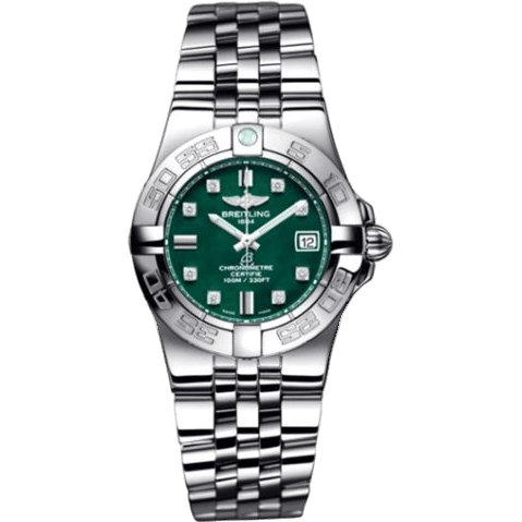 Breitling Galactic 30 Green / Diamond / Bracelet A71340L2.L516.368A