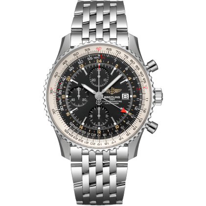Navitimer World Stainless Steel / Black / Bracelet