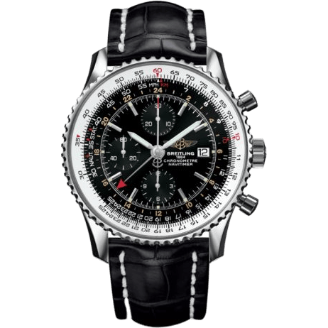Breitling Navitimer World Stainless Steel / Black / Croco / Pin A24322121B1P1