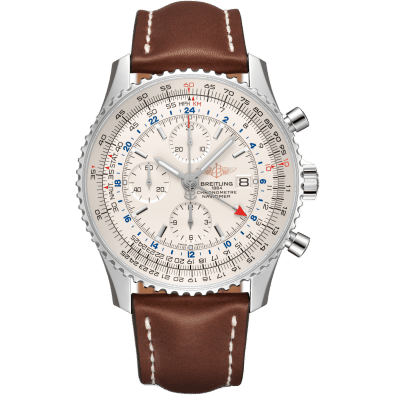 Breitling Navitimer World Stainless Steel / Silver / Calf / Pin A24322121G1X1