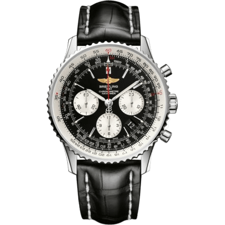 Navitimer 01 43 Stainless Steel / Black / Alligator / Pin