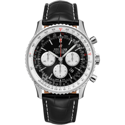 Navitimer 1 B01 Chronograph 46 Stainless Steel / Black / Croco / Folding