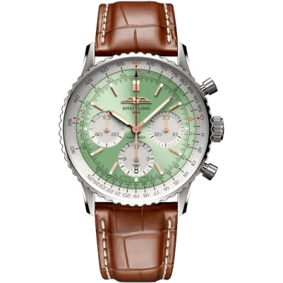 Breitling Navitimer B01 Chronograph 41 Stainless Steel / Mint Green / Alligator - Folding AB0139211L1P1