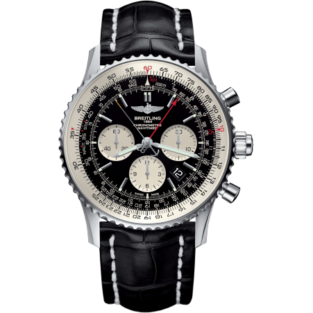 Breitling Navitimer Rattrapante Stainless Steel / Black / Croco / Folding AB031021/BF77/761P/A20D.1