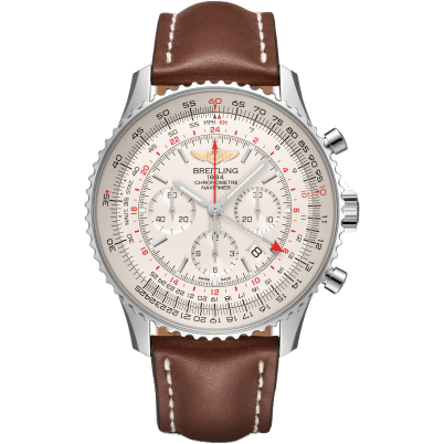 Breitling Navitimer GMT Stainless Steel / Silver / Calf / Pin AB0441211G1X1