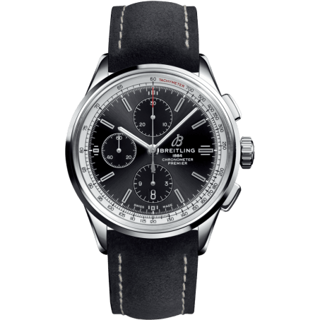 Premier Chronograph 42 Stainless Steel / Black / Nubuck Black / Tang