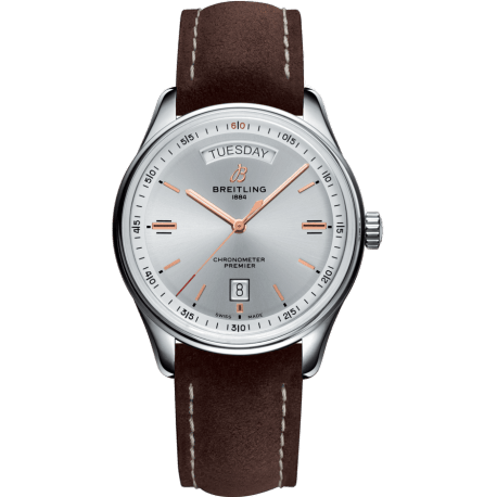 Premier Automatic Day & Date 40 Stainless Steel / Silver / Nubuck Brown / Folding