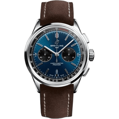 Premier B01 Chronograph 42 Stainless Steel / Blue / Brown Nubuck / Folding