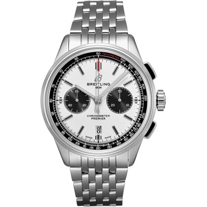 Premier B01 Chronograph 42 Stainless Steel / Silver / Croco / Pin
