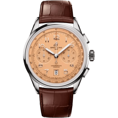 Premier B01 Chronograph 42 Stainless Steel / Pink / Alligator - Matte