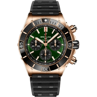 Super Chronomat B01 44 Red Gold / Green / Rubber Rouleaux
