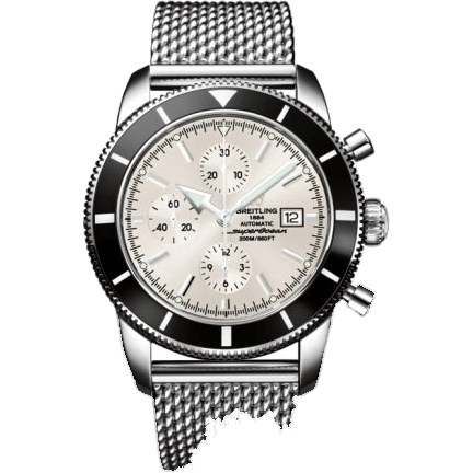 Superocean Heritage 46 Chronograph Stainless Steel / Black / Stratus Silver / Milanese