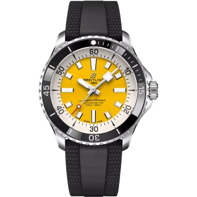 Breitling SuperOcean Automatic 42 Stainless Steel / Yellow / Rubber A17375211I1S1