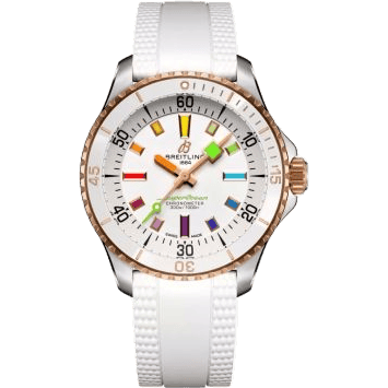 SuperOcean Automatic 36 Stainless Steel - Red Gold / White - Rainbow
